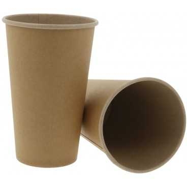 Pahare din carton cu perete simplu, kraft natur, Ø 90 mm, 16oz, T:Ø 90 X 132 mm / 450cc /50 20/BX