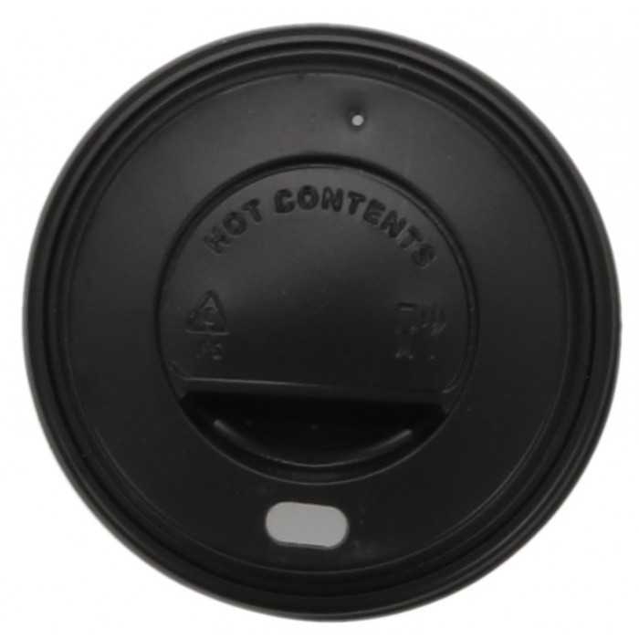 Capace din PS, negre cu orificiu pentru bauturi calde, Ø 80 mm, B: Ø 80 x 20 mm /orificiu cafea /100 10/BX
