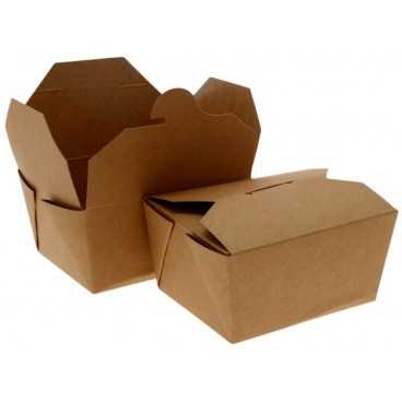 Meniuri din carton cu 4 clapete, 600cc, kraft natur, T: 130 x 105 x 64 mm / 600cc /50 4/BX