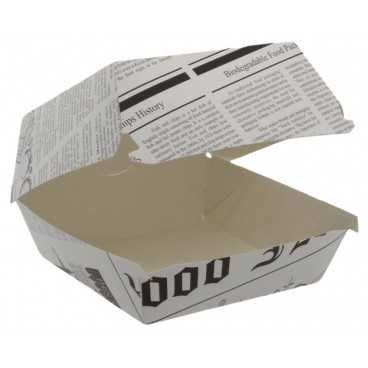 Caserole din carton pentru burger, 120 x 120 x 85 mm, ziar, M: 170 X 165 X 85 mm / Ø 120 mm /50 4/BX