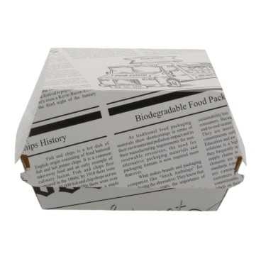 Caserole din carton pentru burger, 120 x 120 x 85 mm, ziar, M: 170 X 165 X 85 mm / Ø 120 mm /50 4/BX