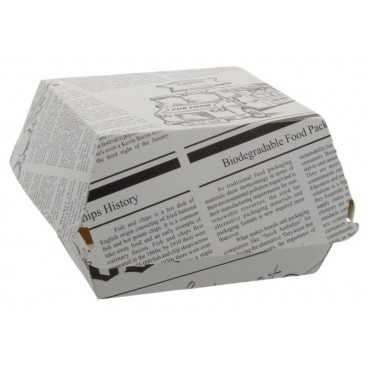 Caserole din carton pentru burger, 120 x 120 x 85 mm, ziar, M: 170 X 165 X 85 mm / Ø 120 mm /50 4/BX