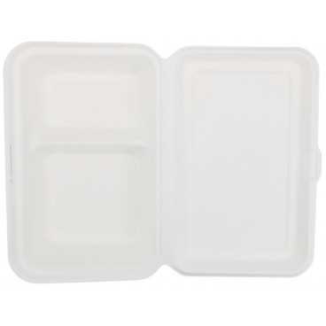 Caserole cu capac si 2 compartimente MENIU BIO ALB 155X240 H65 2C 1000CC /50 10/BX B, /50 10/BX